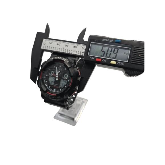 Casio G-Shock Watch GA-100-1A4 Matte Black Red Resin Analog Digital